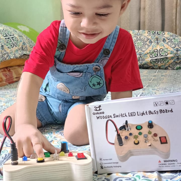 Tinker Pad Montessori Busy Board with LED Light for 1 to 3 Years Old Babies