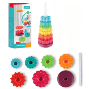Spinny Stacker Rainbow Spin Tower — Montessori Sensory Stacking Toy (1-3 years).