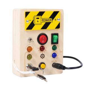 Spark Station LED Montessori Busy Board — Wooden Sensory Switch Panel (Ages 1–4).