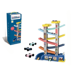 Wooden Ramp Racer Tower — Car Gliding Track Toy for Toddlers (Ages 1–4)